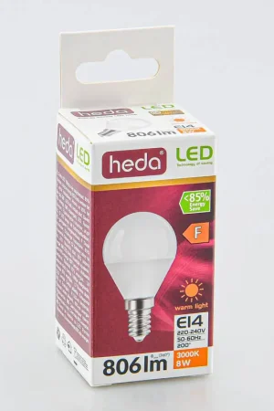 Ampoule ronde 'Heda' E14 8W 806LM blanc chaud Promotion